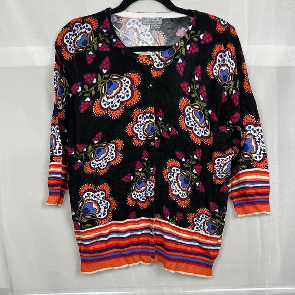NWT Joseph A floral print button up cardigan office workwear Large relaxed - Picture 1 of 10